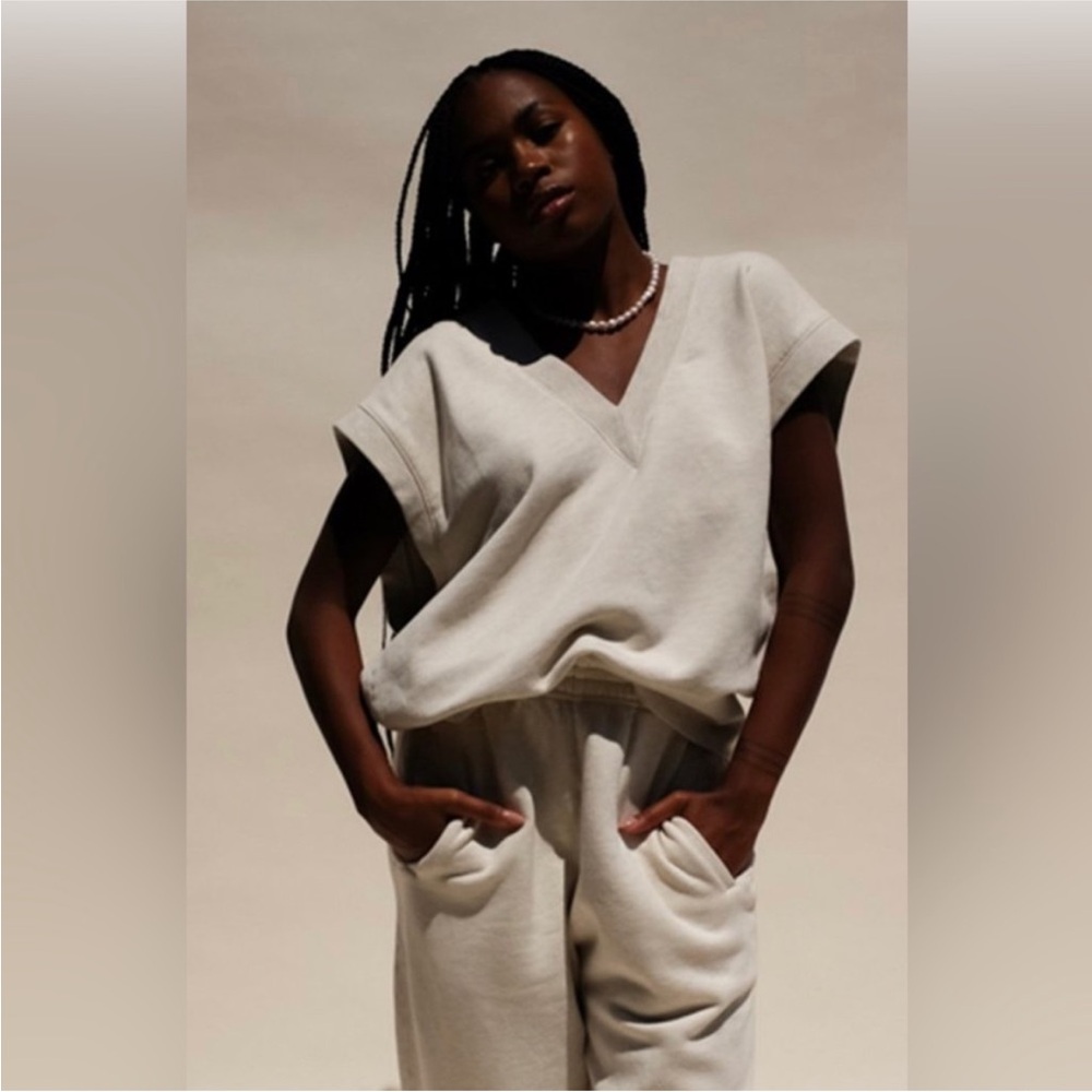 AGOLDE Shaw V-Neck Vest Oversized In Oatmeal Size XS - Picture 1 of 8